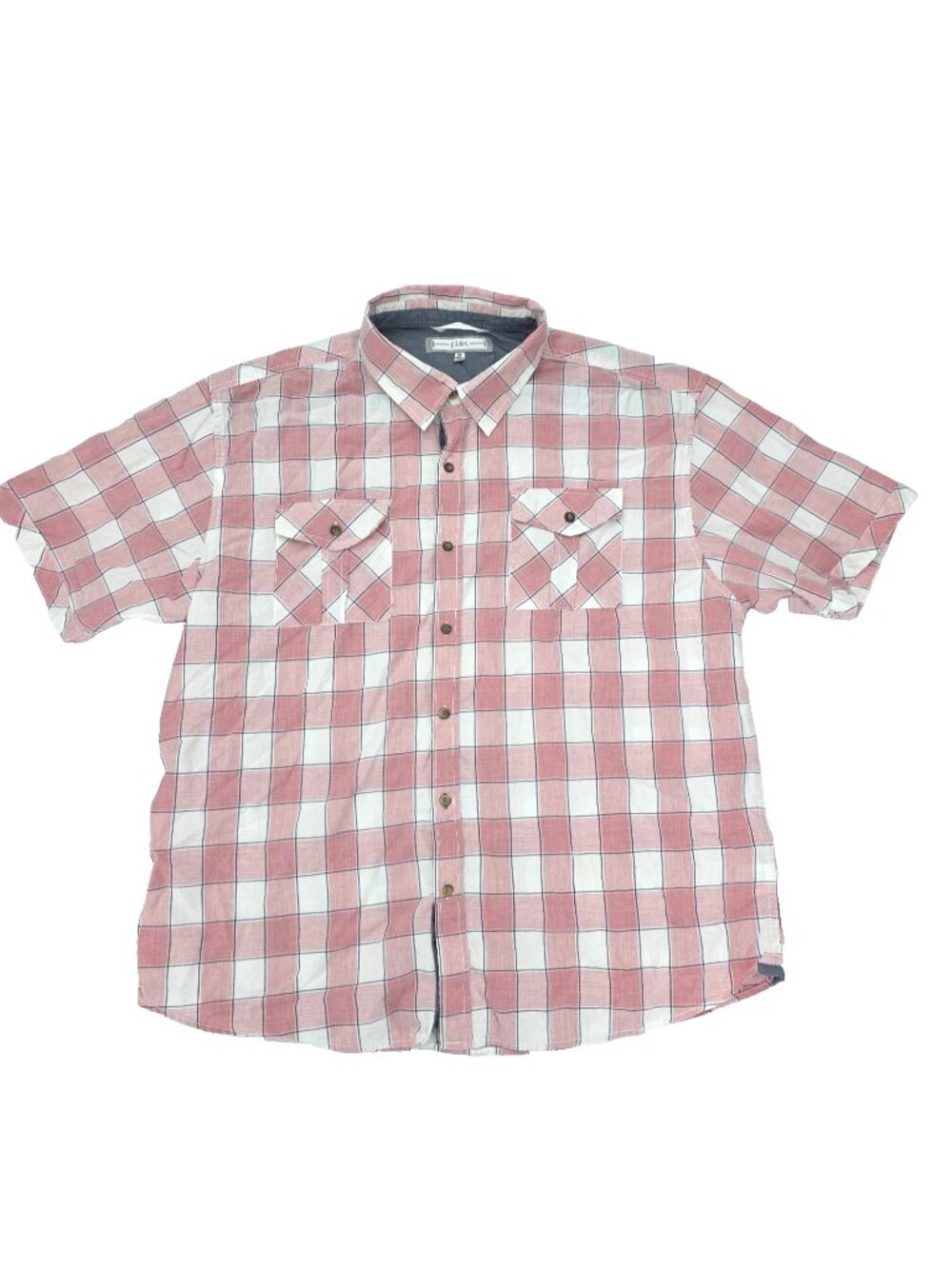 PD&C Paper Denim & Cloth Button Shirt Mens 2X Pink Pockets Windowpane Casual